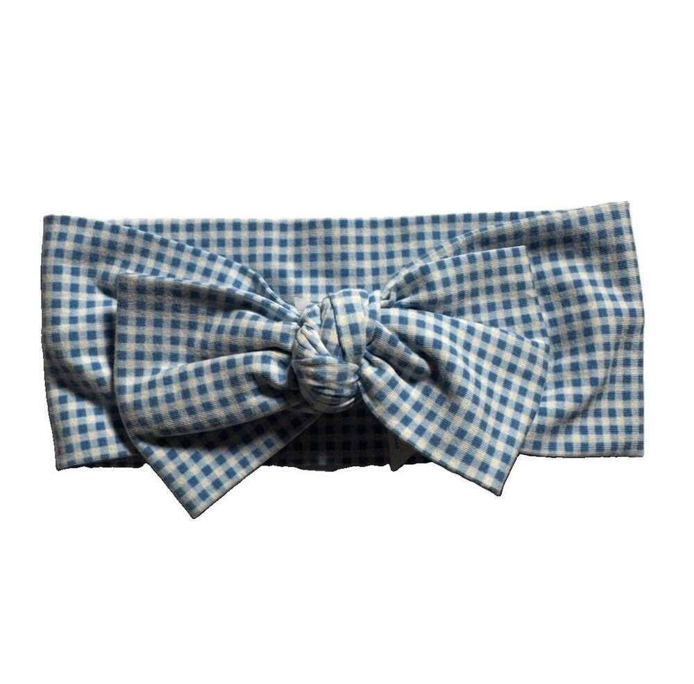 Matilda Jane Blue White Gingham Bow Headband Hair Wrap